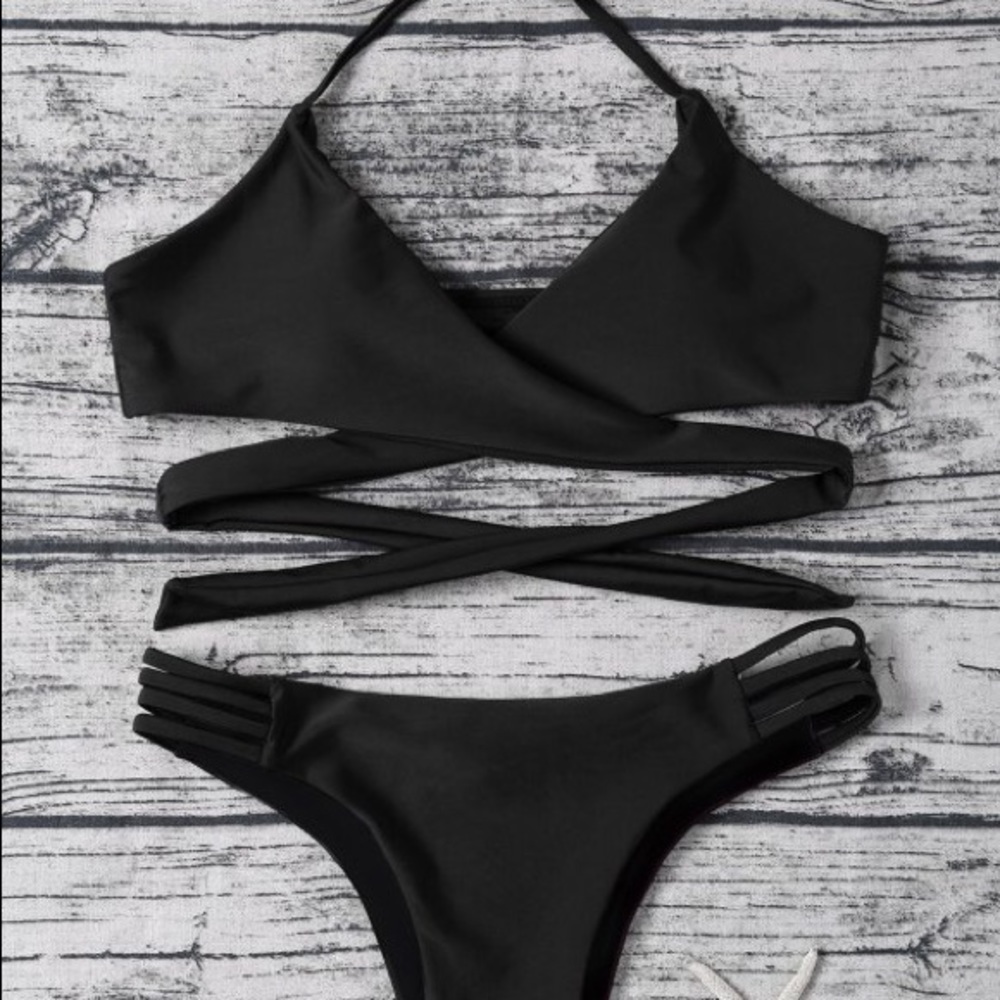 Zaful black wrap around bikini